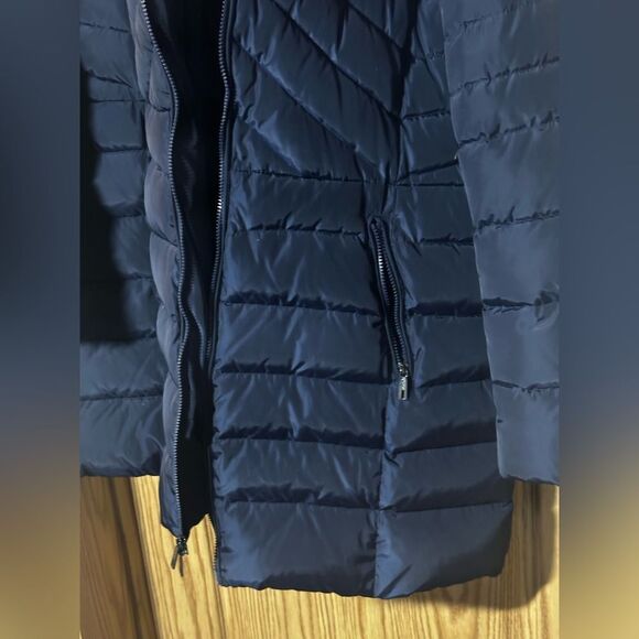 NWOT Women’s Kenneth Cole Reaction XXL navy long down feather coat - Picture 2 of 11